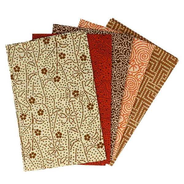 Lot de 5 Fat Quarter de couleurs coordonnées - 100% coton - tons automnaux  (prix pour le set)