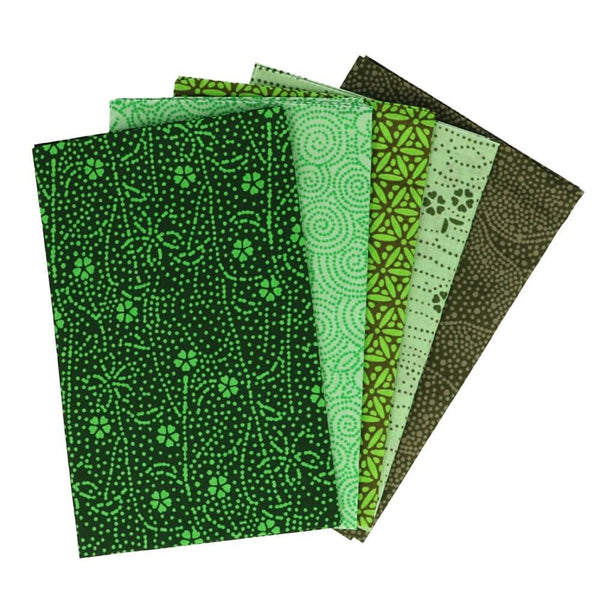 Lot de 5 Fat Quarter de couleurs coordonnées - 100% coton - vert (prix pour le set)