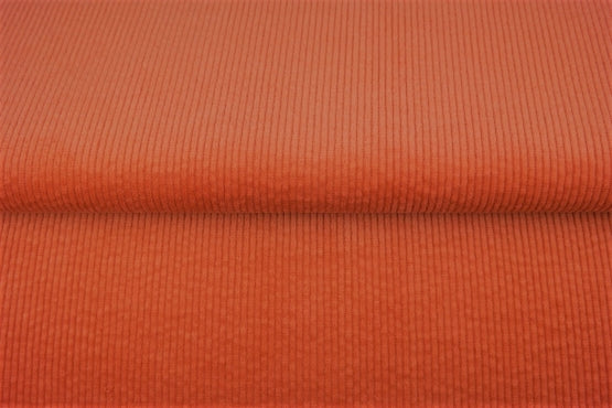 Coupon de 74cm de Velours grosses côtes lavé - brique - 97% coton et 3% élasthanne - Oeko-tex (Prix pour le coupon)