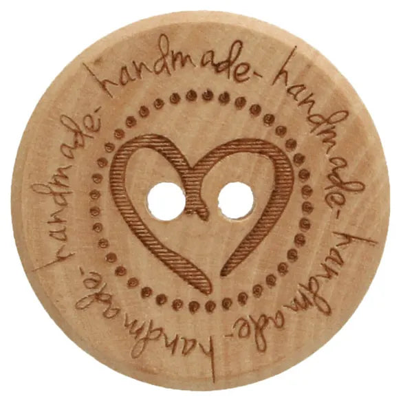 Boutons en bois coeur handmade - 25mm (prix à la pièce)