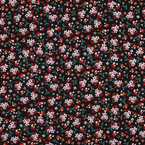 Coupon de 3m de viscose "Petites fleurs sur fond noir"