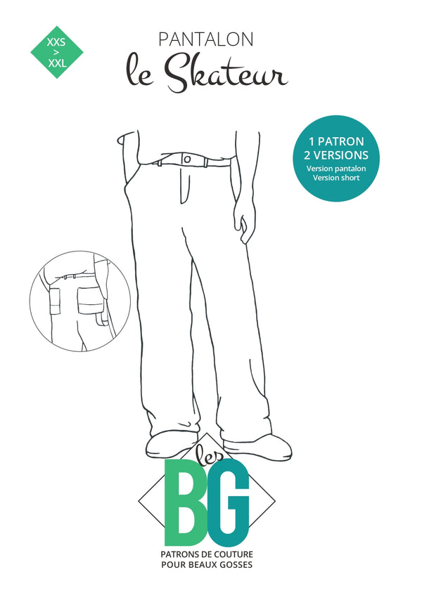Patron pochette le pantalon le skateur pour homme des patrons les BG du XXS au XXL (fr)