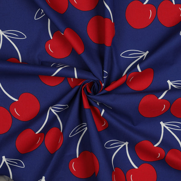 Coton enduit "Le temps des cerises" (prix pour 10cm)