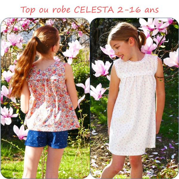 PDF - patron digital du top et robe Celesta de Petits D'om du 2 au 16ans (Fr)