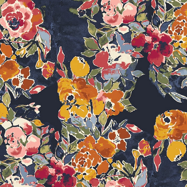 Flanelle 100% coton certifié oeko-tex de la marque Art Gallery Fabrics - fleurs boho (prix pour 10cm)