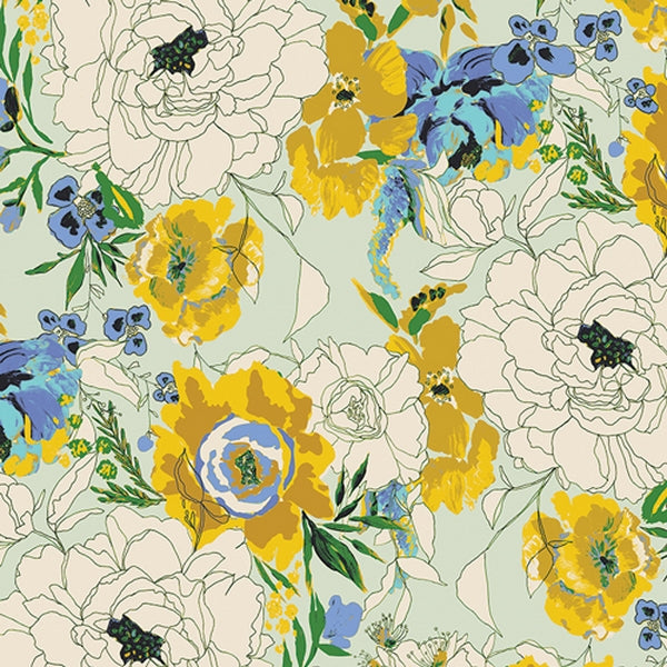 Flanelle 100% coton certifié oeko-tex de la marque Art Gallery Fabrics - le jardin de Charlotte (prix pour 10cm)