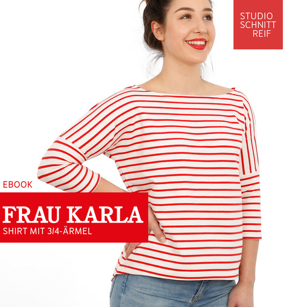 PDF - patron digital du tee-shirt manches 3/4 Madame Karla de Studio Schnittreif du XS au XXL (fr)
