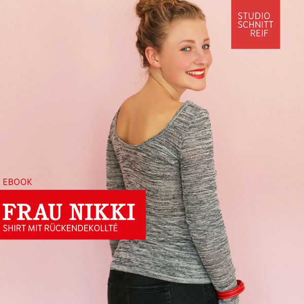 PDF - patron digital du tee-shirt décolleté dans le dos Madame Nikki de Studio Schnittreif du XS au XL (fr)