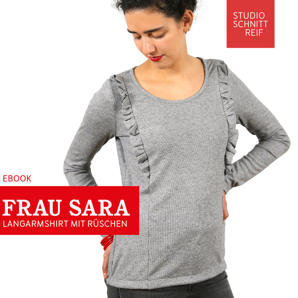 PDF - patron digital du tee-shirt à volants Madame Sara de Studio Schnittreif du XS au XXL (fr)