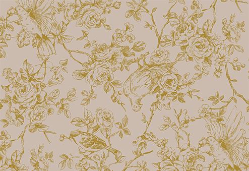"Tori to hana" doré sur sur fond beige (prix pour 10cm)