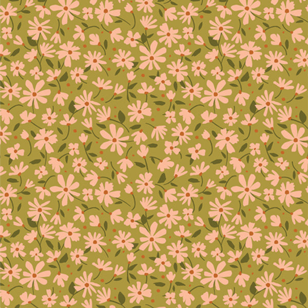 Superbe coupon 3m de popeline Art Gallery Fabrics - "Gloria vert et saumon" - 110cm de large (Copie)