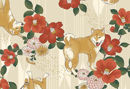 Shiba inu sur fond crème/beige (prix pour 10cm)