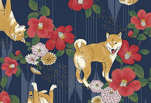 Shiba inu sur fond bleu (prix pour 10cm)