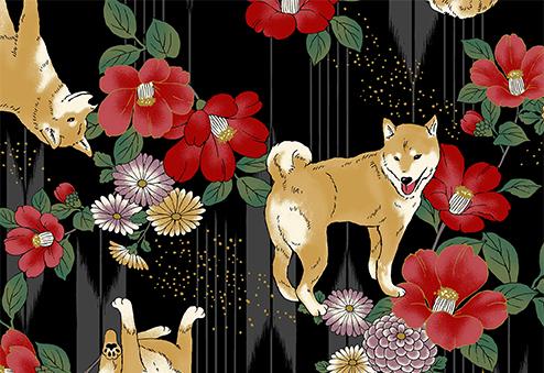 Shiba inu sur fond noir (prix pour 10cm)