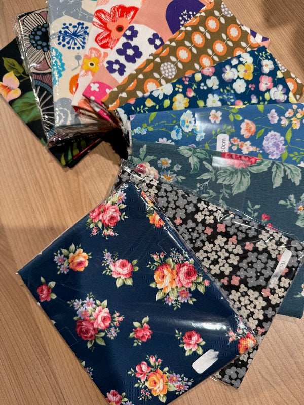 Box surprise - Coupons japonais - 10 coupons de 50cm X110 cm + 1 gratuit! - motifs fleuris couleurs vives et foncées