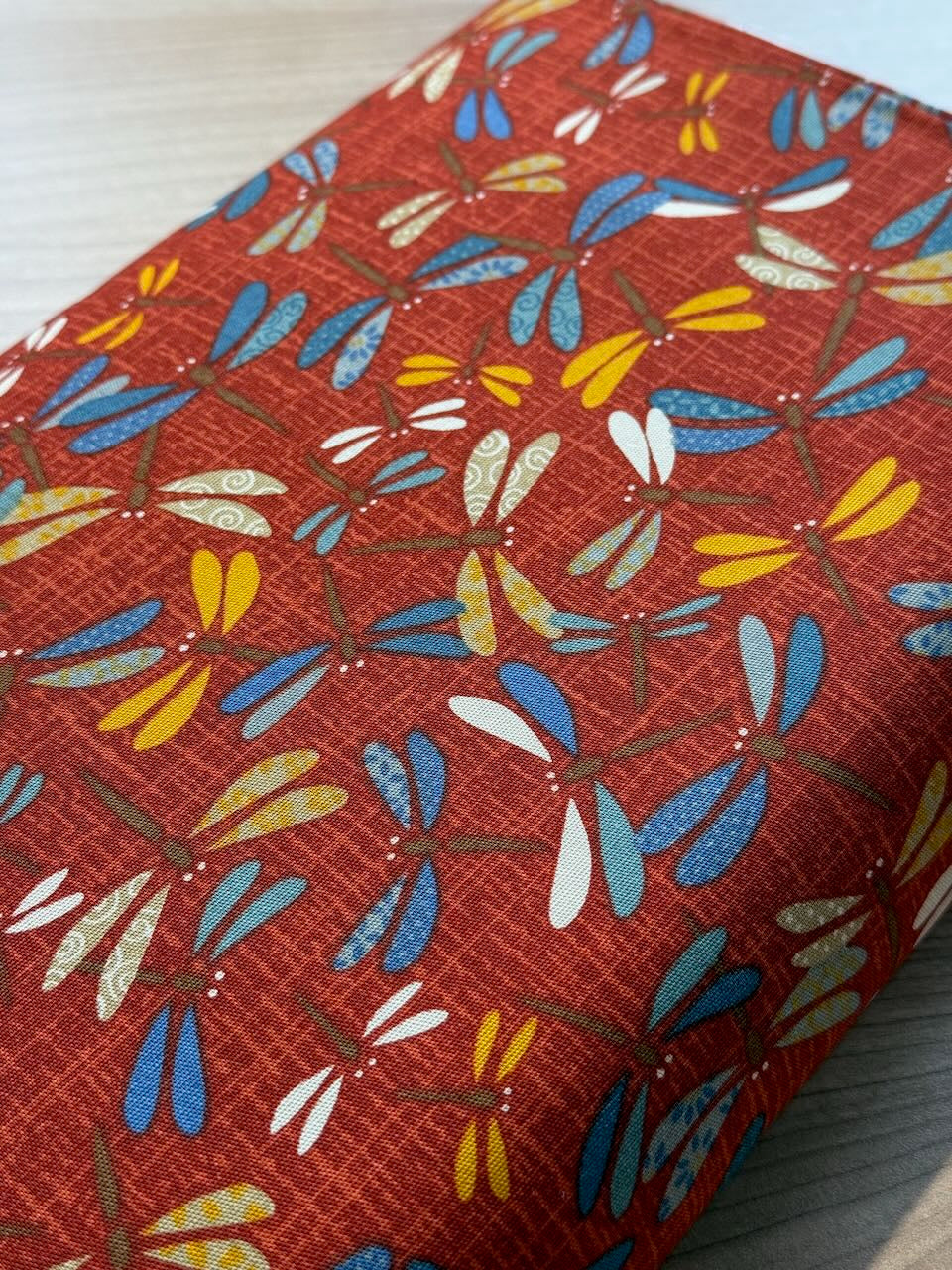 Tissu Japonais Sevenberry 'Tombo' (Libellule) - Bleu Canard - Coupon 45x54 Cm - Neuf