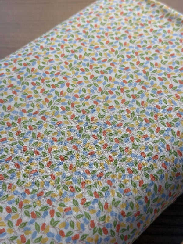 Popeline japonaise  "lampions fleuris - multicolore " (prix pour 10cm)
