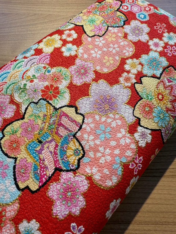 Chirimen japonais - 100% coton rouge (prix pour 10cm)