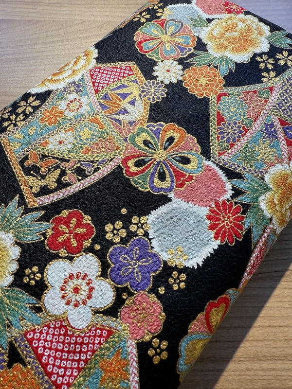 Chirimen japonais - 100% coton noir (prix pour 10cm)