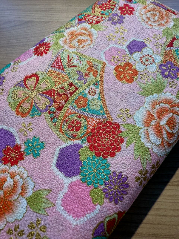 Chirimen japonais - 100% coton rose pâle  (prix pour 10cm)
