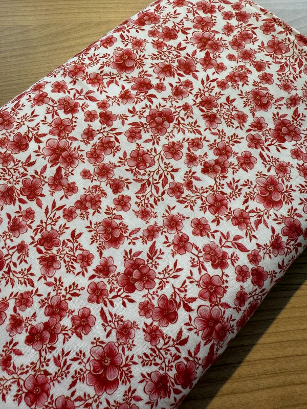 Popeline 100% coton "Passion fleurie" certifiée Oeko-Tex (prix pour 10cm)