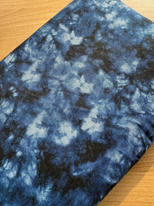 Popeline japonaise -  100% coton - tie and dye bleu  (prix pour 10cm)