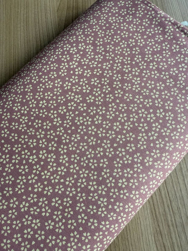 Popeline japonaise -  100% coton - Mini sakura vieux rose de marque Sevenberry  (prix pour 10cm)