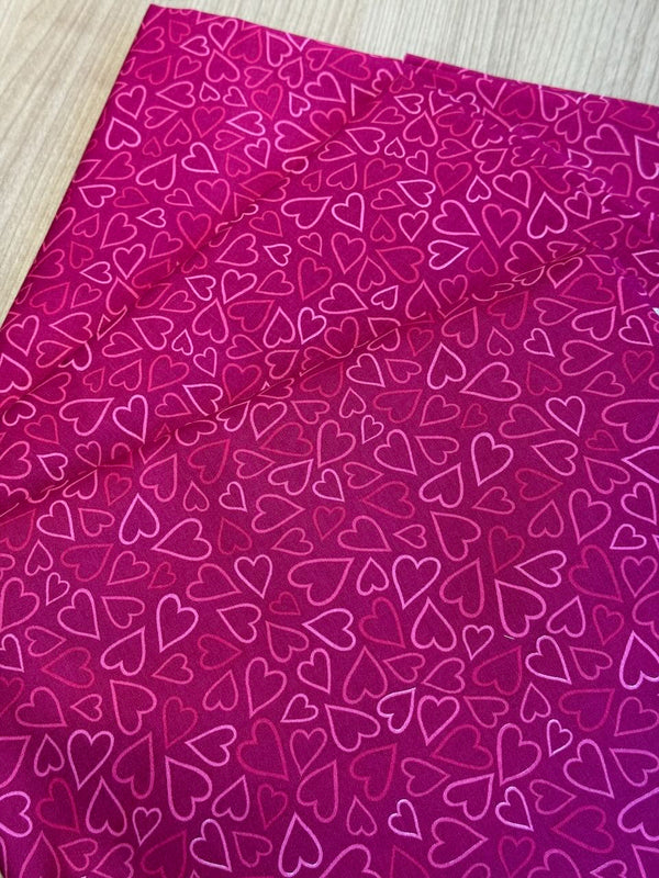 Superbe coupon 3m de popeline "Choose to be fond rose" - Studio 37 fabrics - 110cm de large