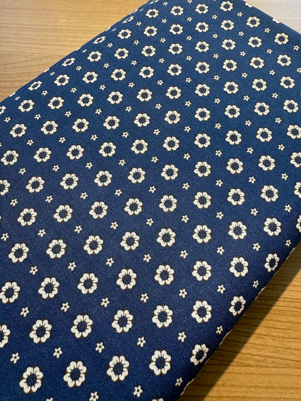 Popeline Fleurs naïves -  bleu (prix pour 10cm)