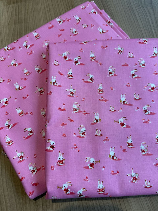 Superbe coupon 3m de popeline Down Rabbit Hole rose de Riley Blake Design - 110cm de large