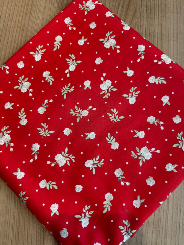Superbe coupon 3m de popeline "Afternoon Pic nic fond rouge " - Penny Rose Fabrics - 110cm de large