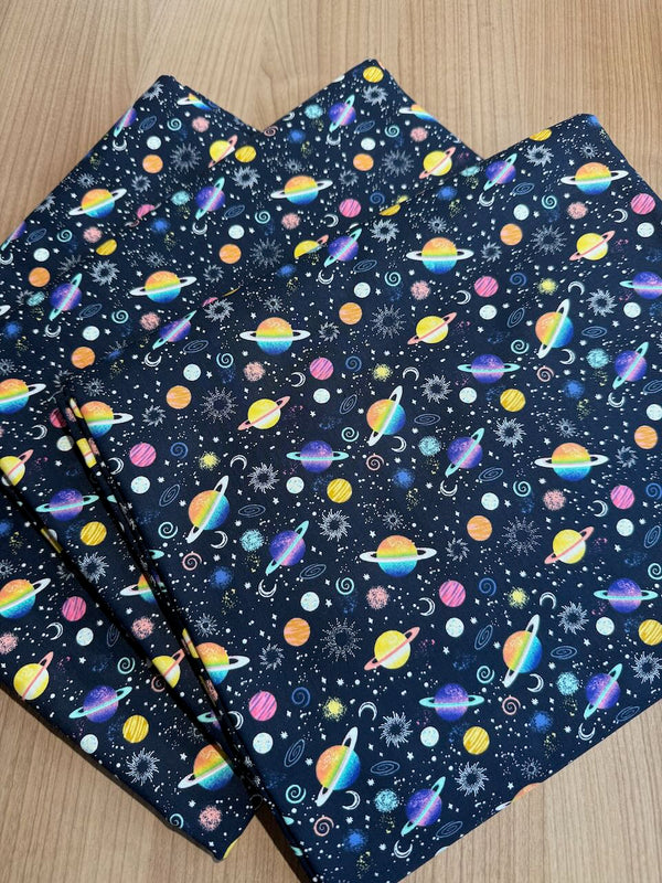 Superbe coupon 3m de popeline "Planète" - 110cm de large