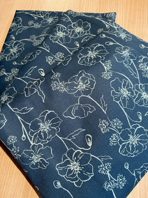 Superbe coupon japonais de 3m Cosmos - Fleurs -  110cm de large