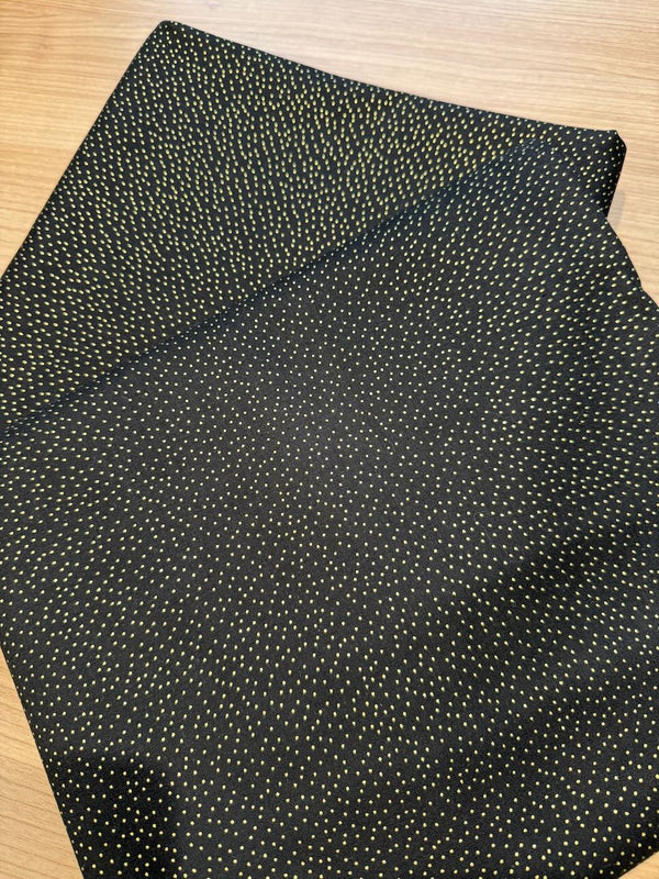 Superbe coupon 3m de popeline pluie étoilée dorée sur fond noir - 110cm de large