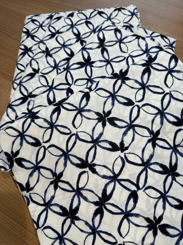 Superbe coupon 3m de popeline "Shippou bleu et blanc" - 110cm de large