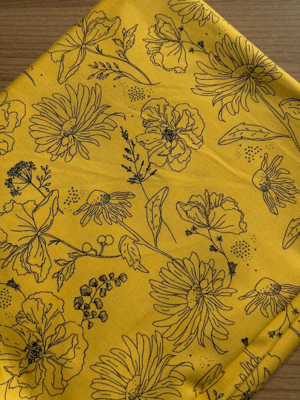 Superbe coupon 3m de popeline Honey bee - fleurs jaune de Riley Blake Design - 110cm de large