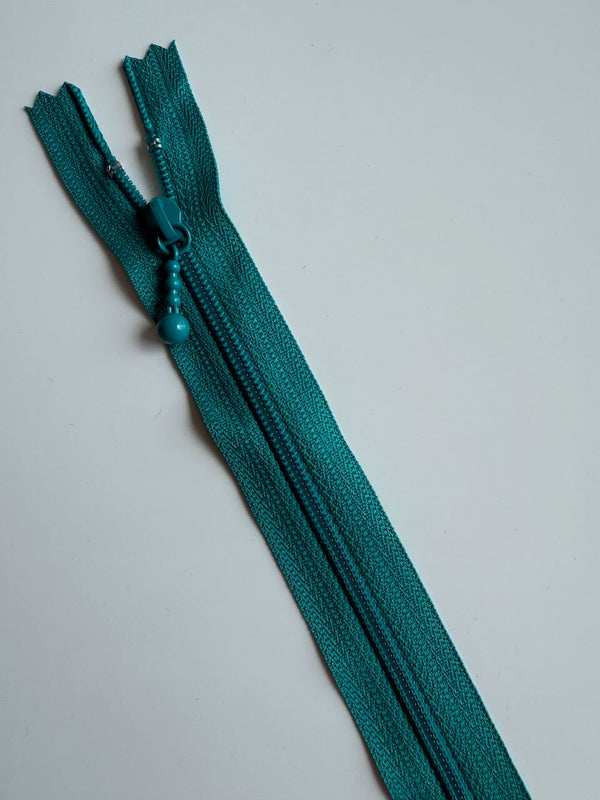 YKK - zip non séparable 20cm avec curseur décoration boule - couleur pétrole 906  (prix à la pièce)