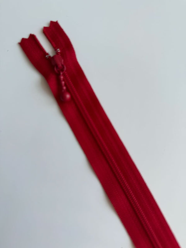 YKK - zip non séparable 20cm avec curseur décoration boule - couleur rouge 519 (prix à la pièce)