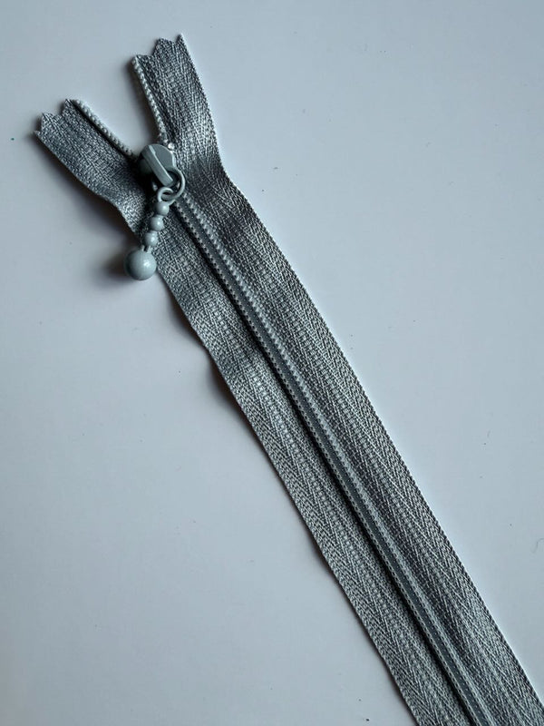 YKK - zip non séparable 20cm avec curseur décoration boule - couleur gris clair 329 (prix à la pièce)