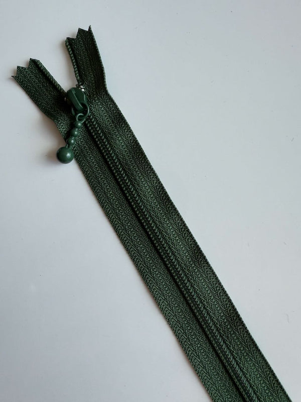 YKK - zip non séparable 20cm avec curseur décoration boule - couleur kaki 078 (prix à la pièce)