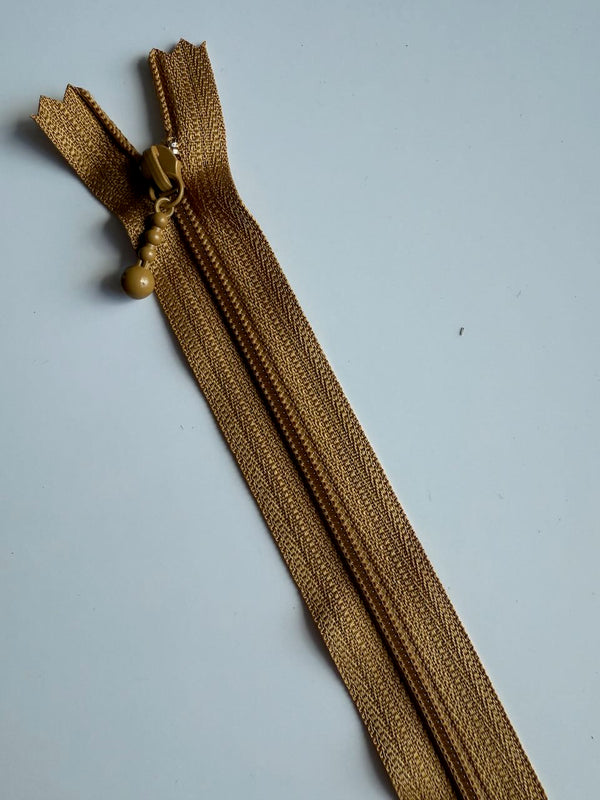 YKK - zip non séparable 20cm avec curseur décoration boule - couleur moka 508 (prix à la pièce)