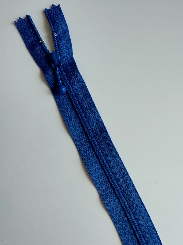 YKK - zip non séparable 20cm avec curseur décoration boule - couleur bleu roi 918 (prix à la pièce)