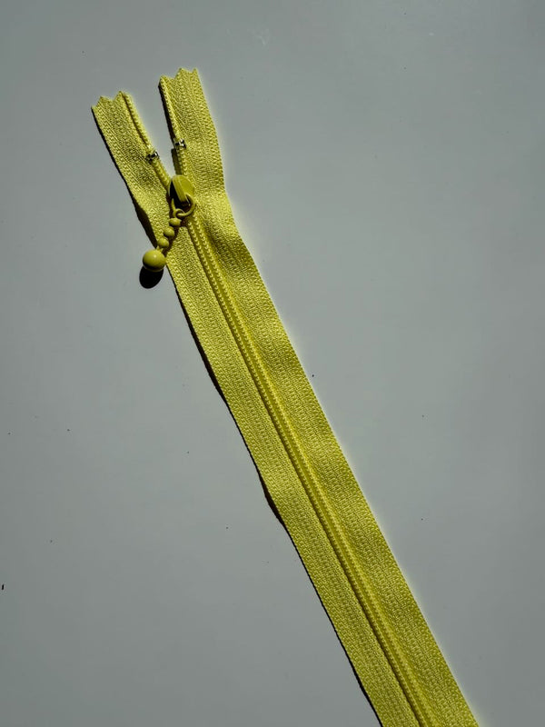 YKK - zip non séparable 20cm avec curseur décoration boule - couleur jaune 503 (prix à la pièce)