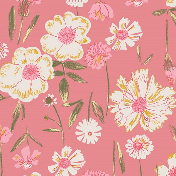 Jersey "happy flowers" - certifié Oeko-tex de marque Art Gallery Fabrics (prix pour 10cm)