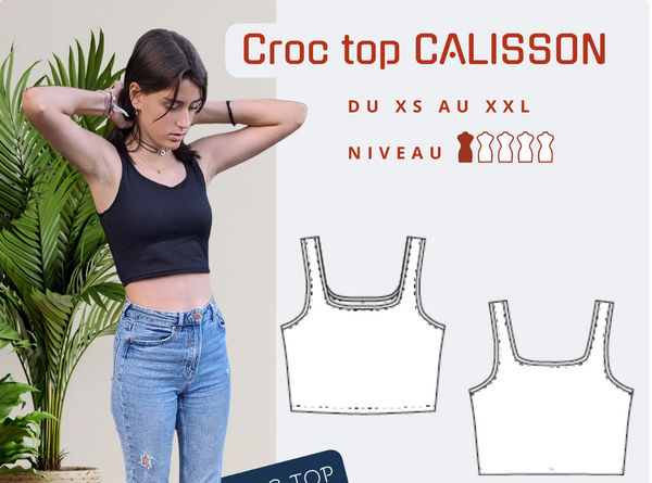 PDF - patron digital du crop top Calisson de Lamericana du XS au XXL - (Fr)
