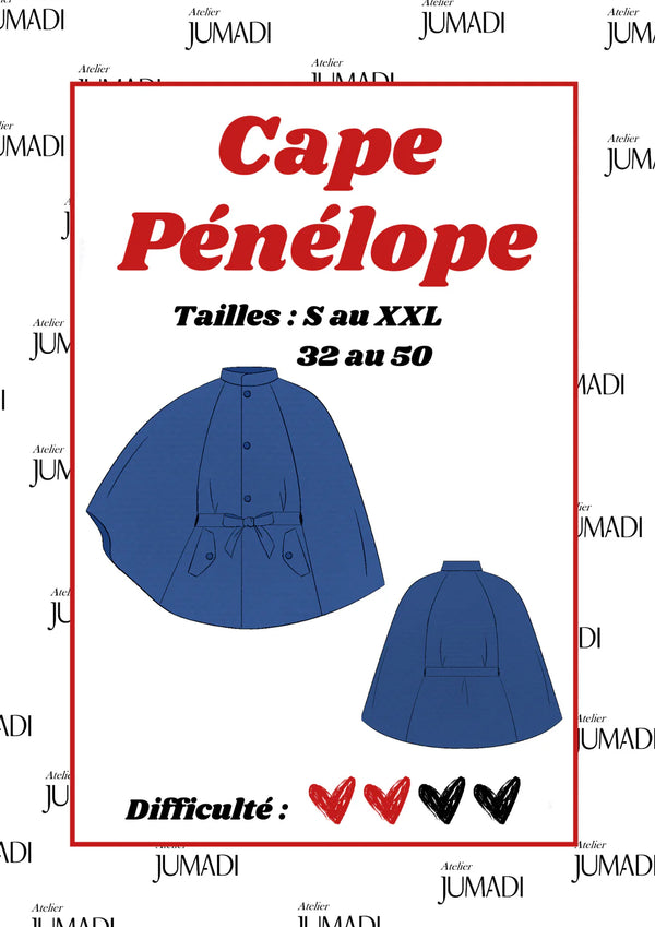 PDF - Patron digital de la cape Pénélope de Atelier Jumadi (32 à 50) - fr