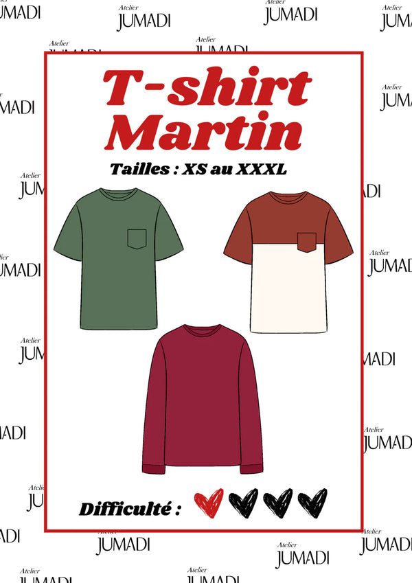 PDF - Patron digital du tee-shirt mixte Martin de Atelier Jumadi (XS au 3XL) - fr