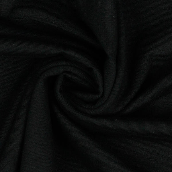 Jersey uni noir certifié Oeko-tex (prix pour 10cm)