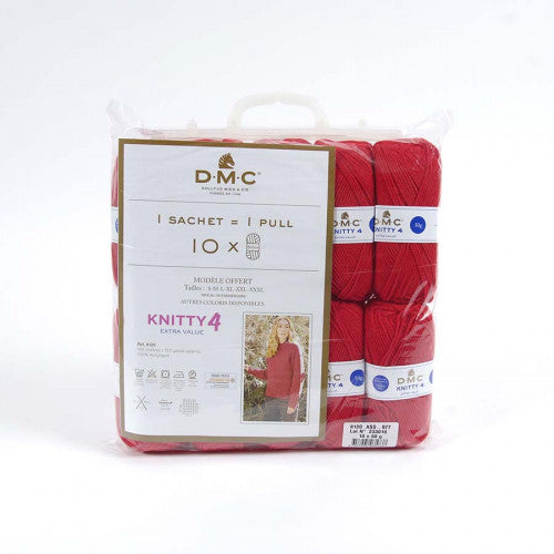 Kit pull en knitty 4 de marque DMC - rouge amour (prix pour le kit)
