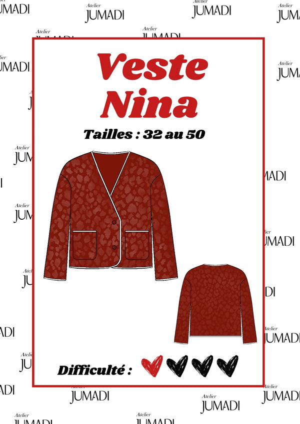 PDF - Patron digital de la veste Nina de Atelier Jumadi (32 à 50) - fr
